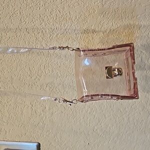 Vintage clear vinyl plastic small shoulder club purse bag chrome metal pieces